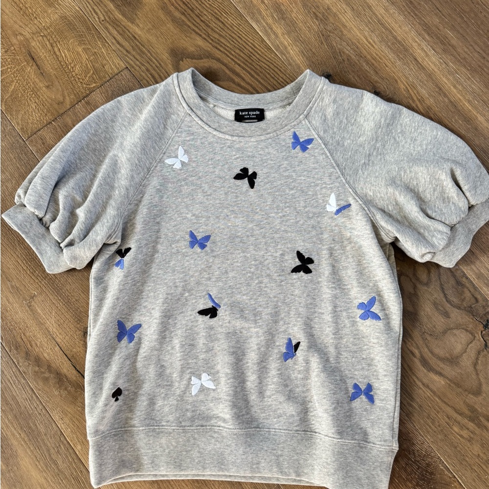 Kate Spade Gray Sweatshirt with Butterfly Accents